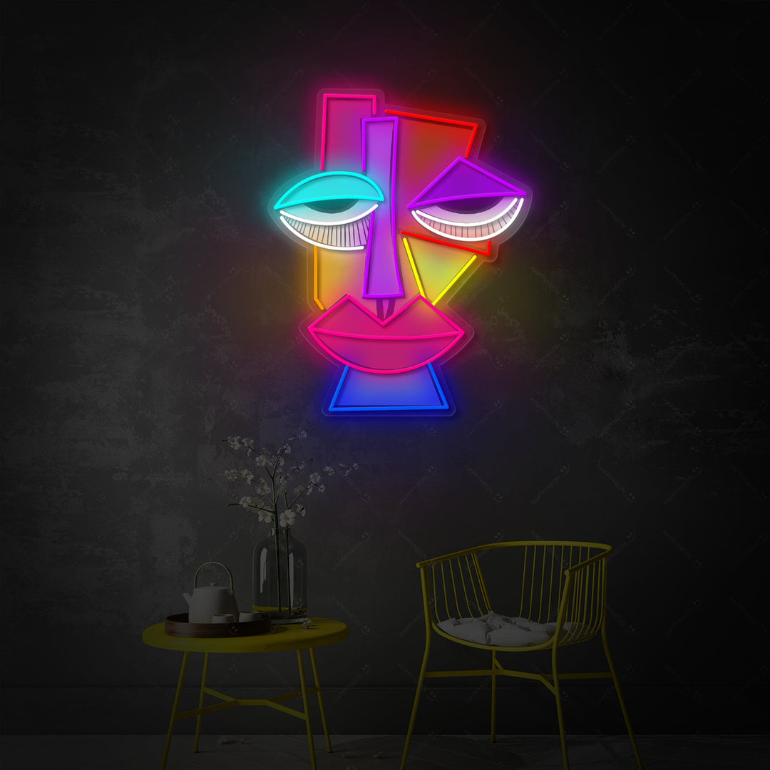 "Abstrakt ansikte Picasso" Neonskylt