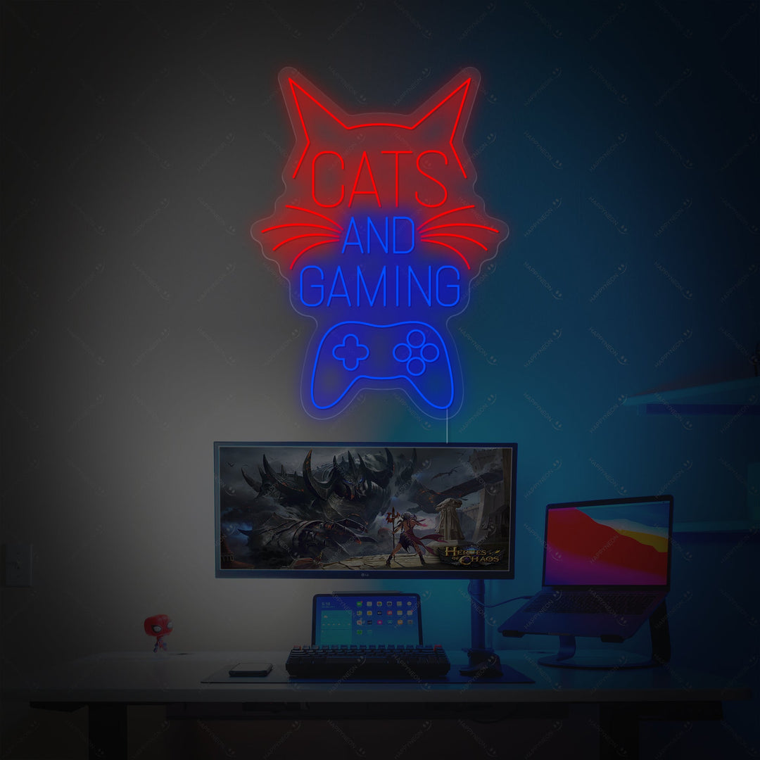 "Cats And Gaming" Neonskylt