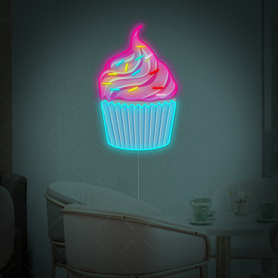 "Cupcake med färgglada strössel" Neonskylt