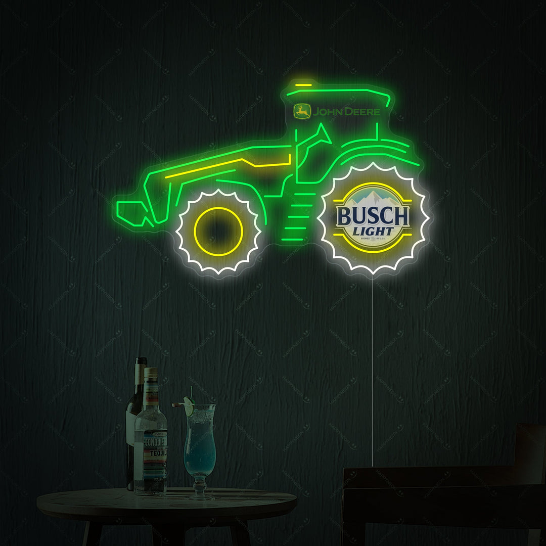 "Bonde Traktor Och Öl Logotyp" Neonskylt