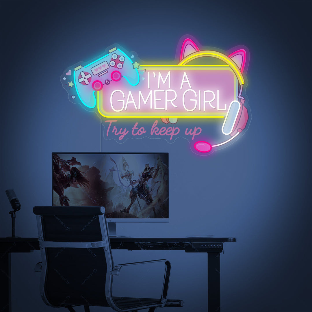 "Flicka Gamer-logotyp" Neonskylt