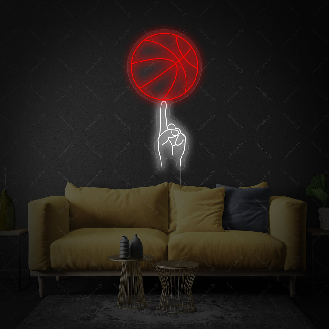 "Handsväng basketboll" Neonskylt