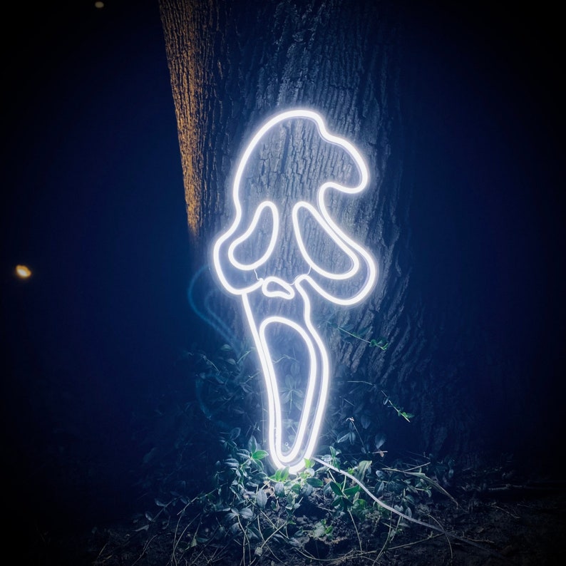 "Skrikande Spökeansikte Halloween" Neonskylt