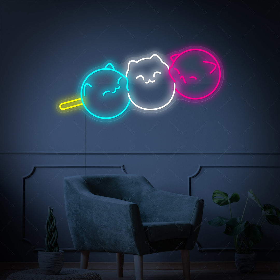 "Kawaii japansk Dango katt Dango" Neonskylt