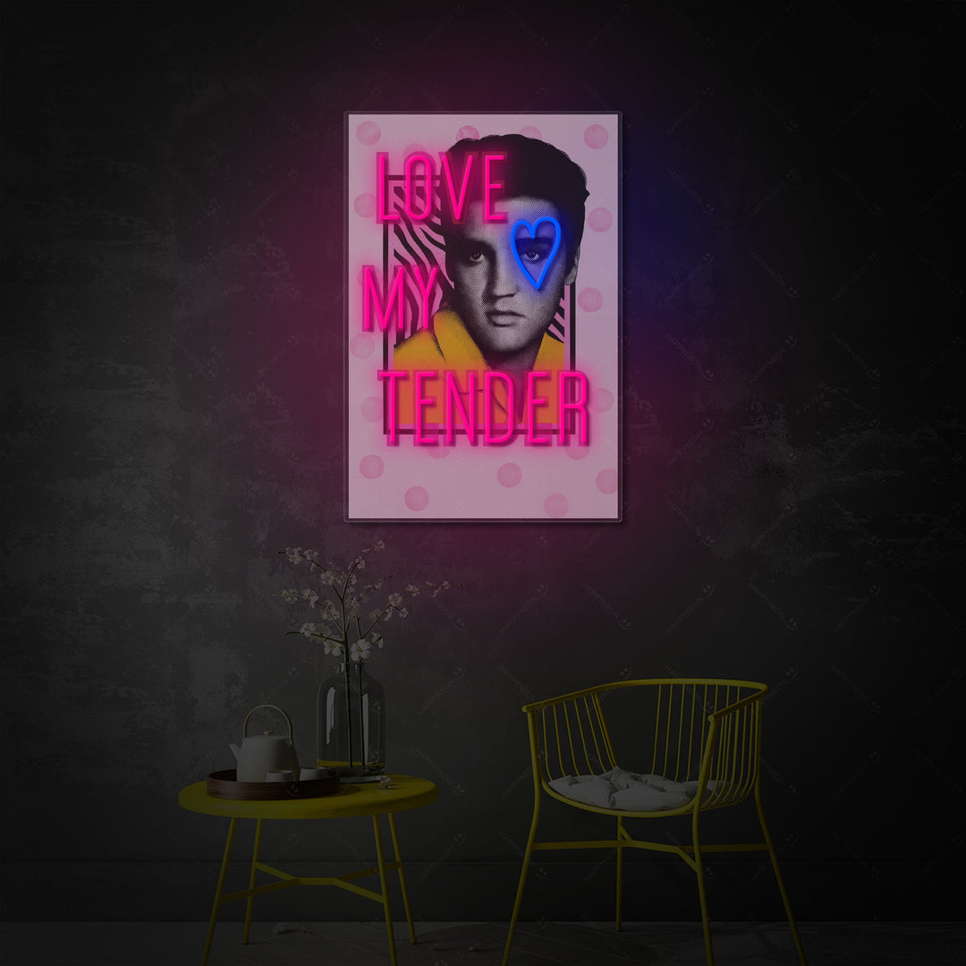 "Love Me Tender" Neonskylt
