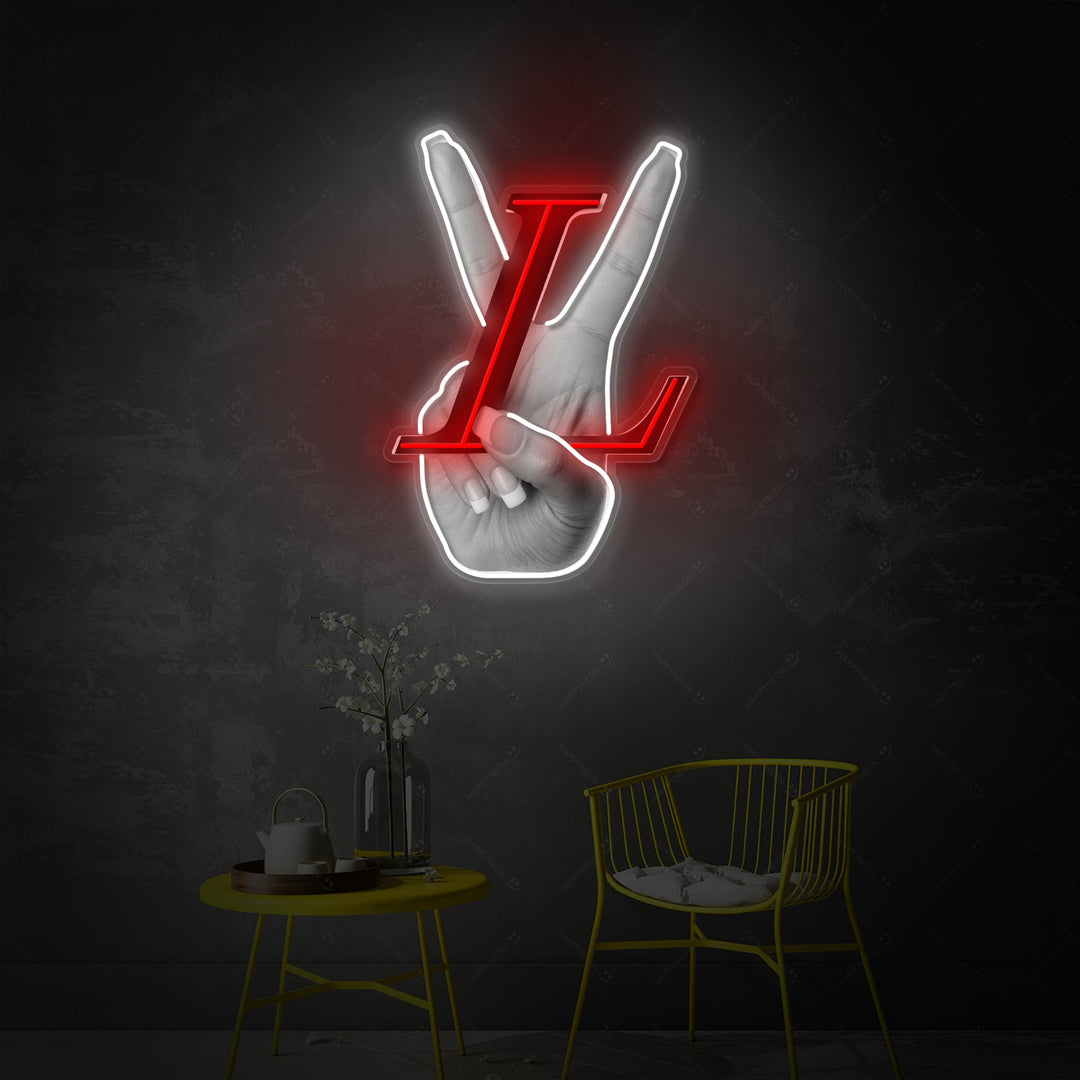 "LV Peace Hand" Neonskylt