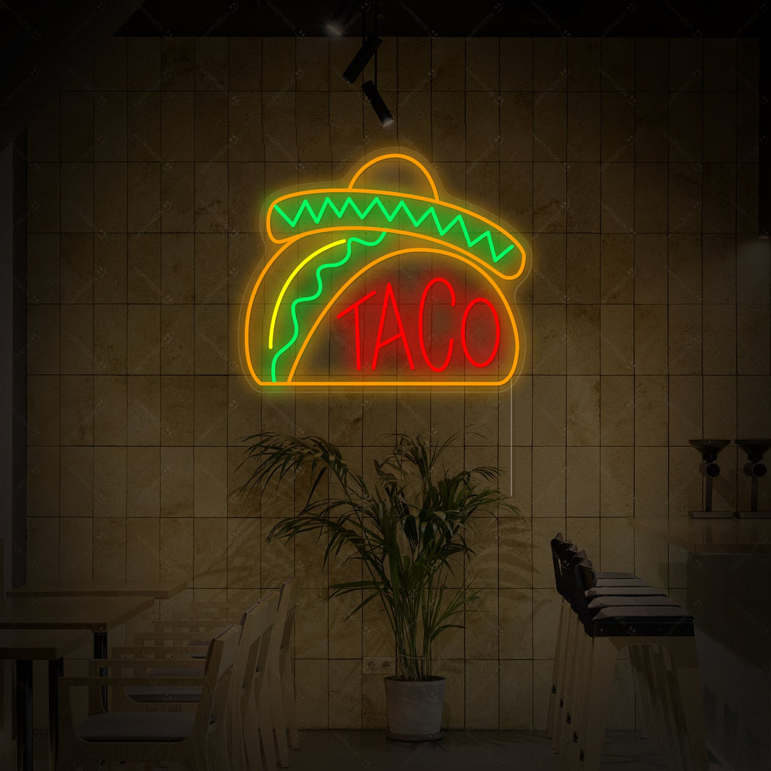 "Mexikansk hatt-taco" Neonskylt