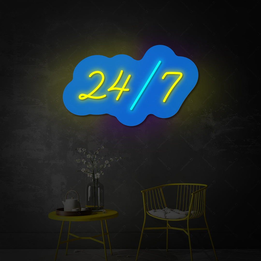 "Open 24/7" Neonskylt