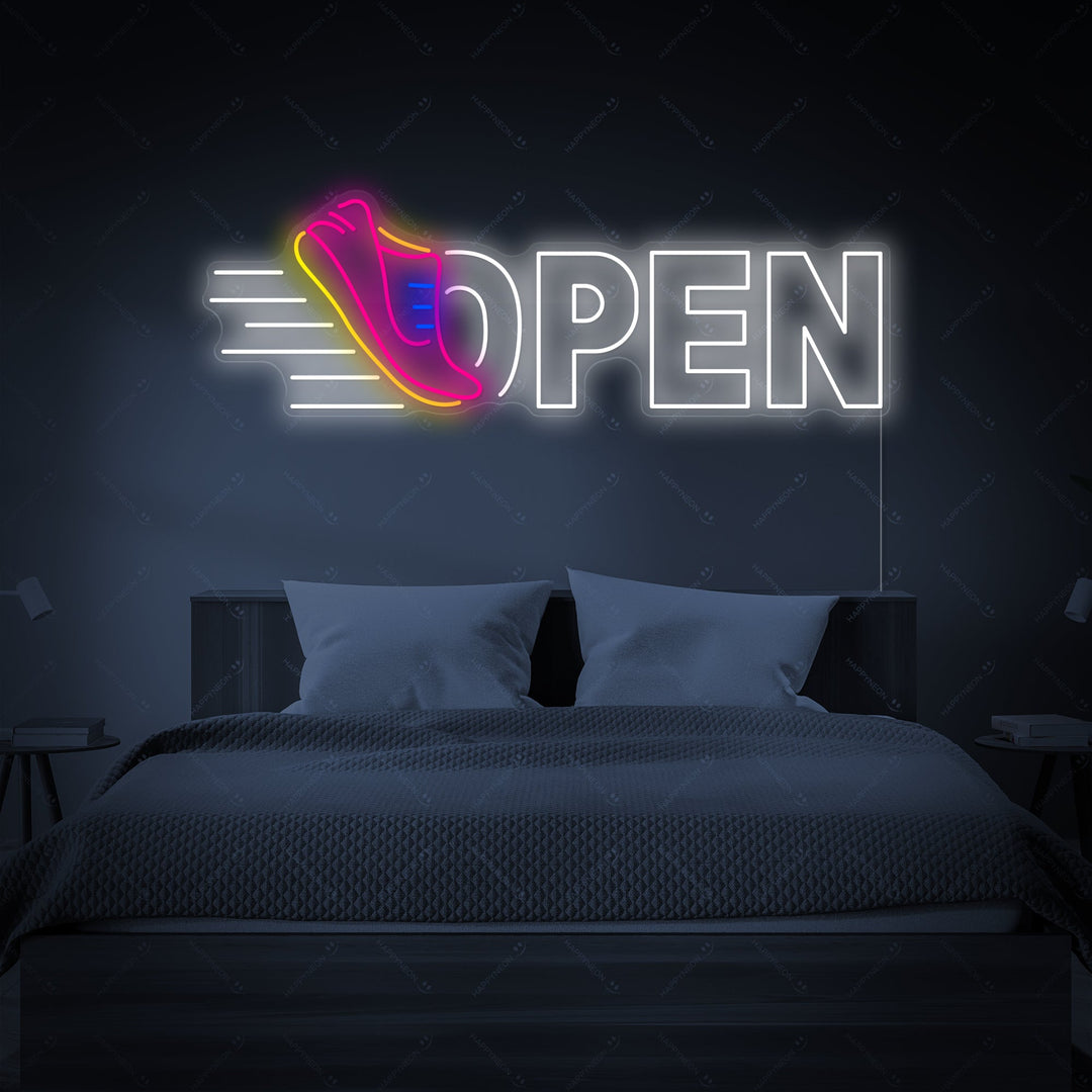 "Löparskor Öppna" Neonskylt