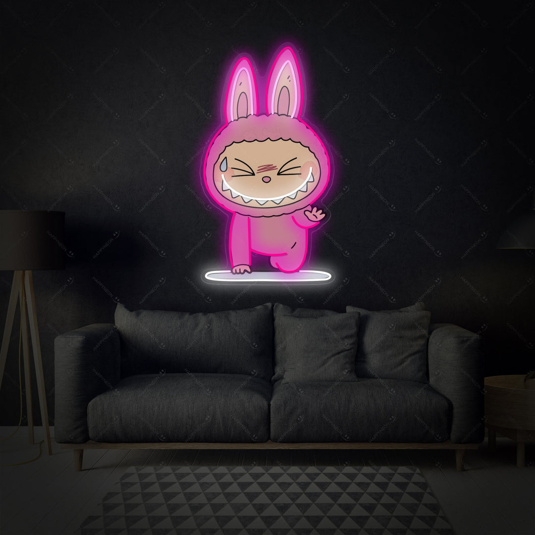 "Yoga Monster Labubu" Neonskylt