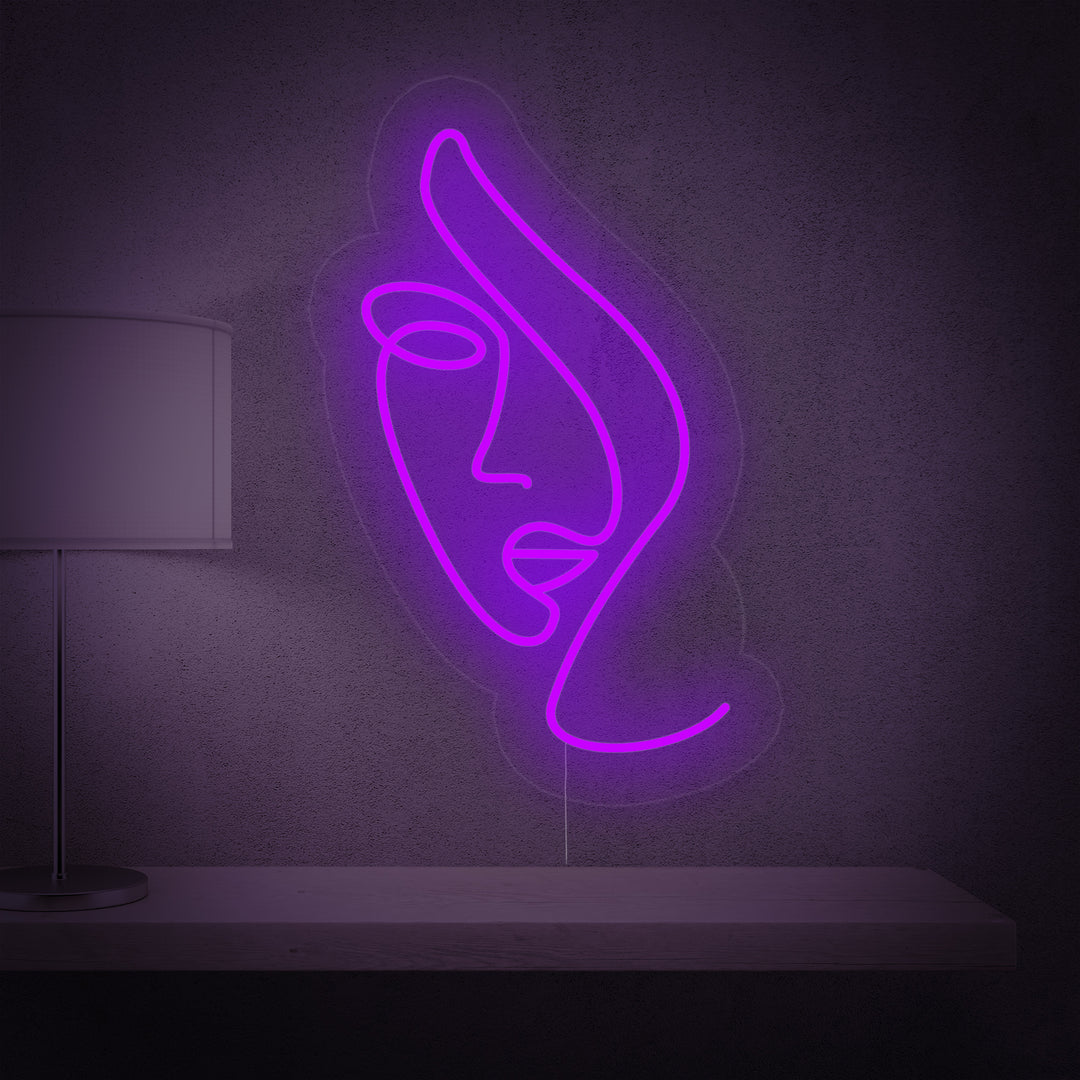 "Abstrakt Kvinnoansikte" Neonskylt