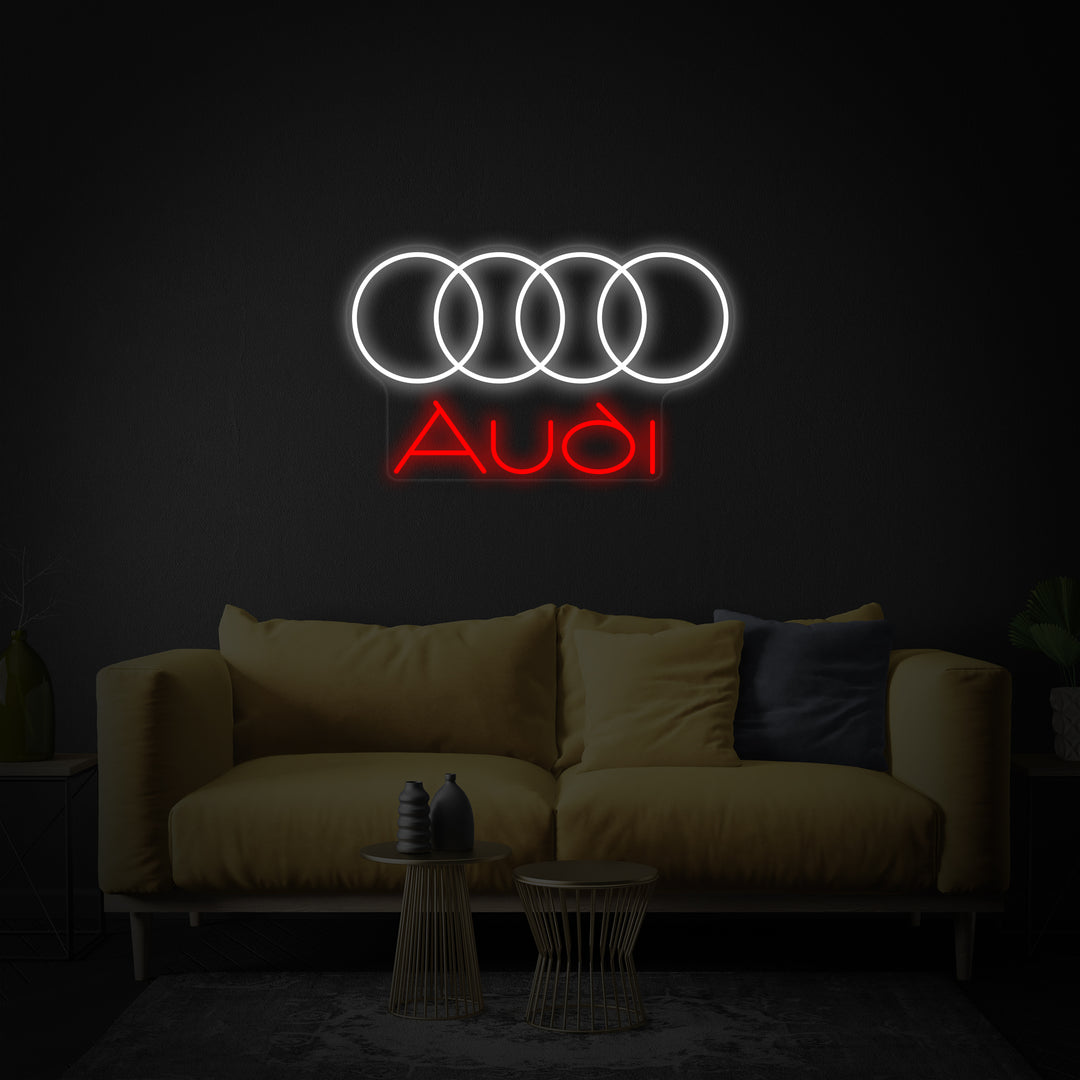 "Aud-Logotypen Med Fyra Cirklar" Neonskylt