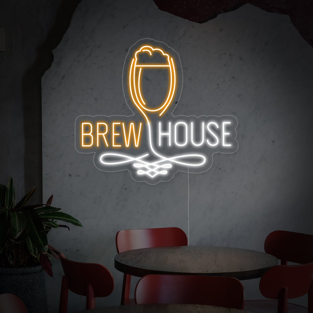 "Brew House Glas" Neonskylt