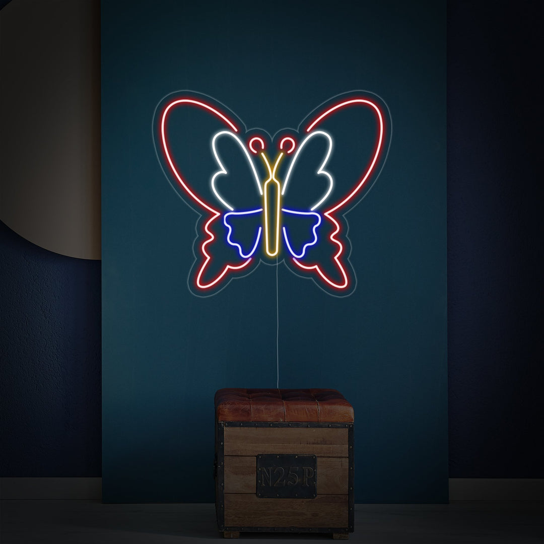 "Fjäril, Fjäril Dekor, Insekter" Neonskylt