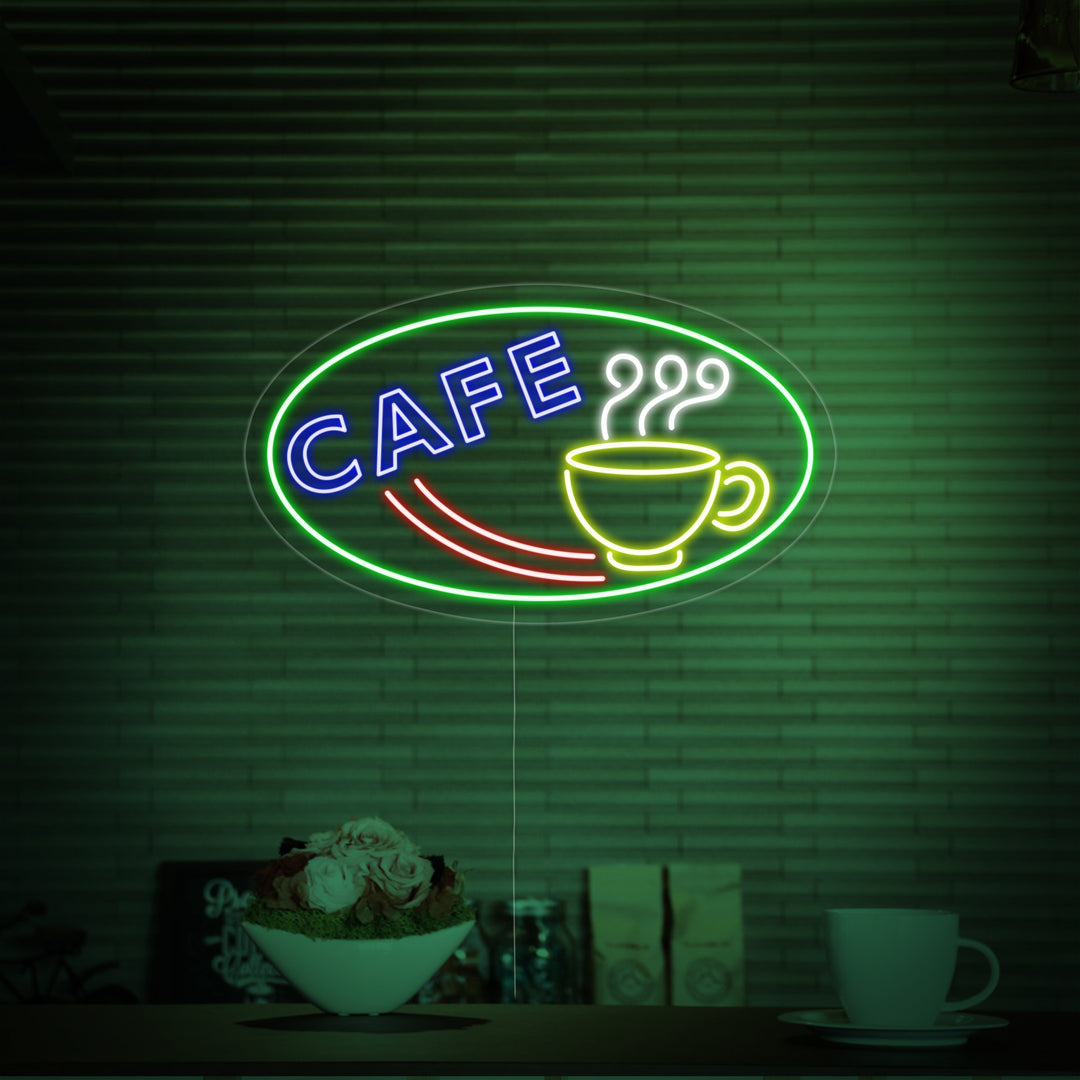 "cooffee, kaffekopp" Neonskylt