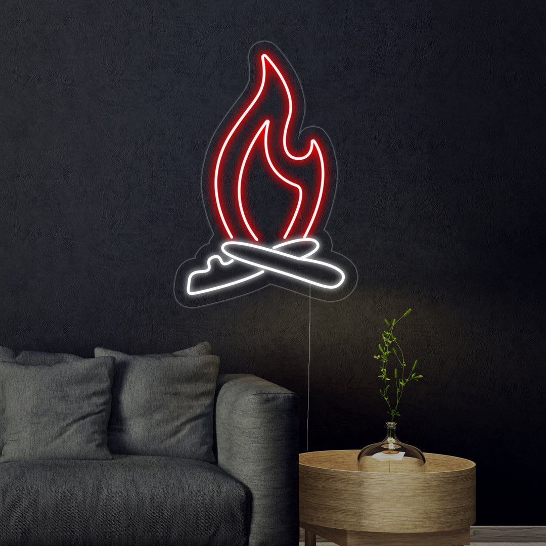 "Lägereldsflamma" Neonskylt