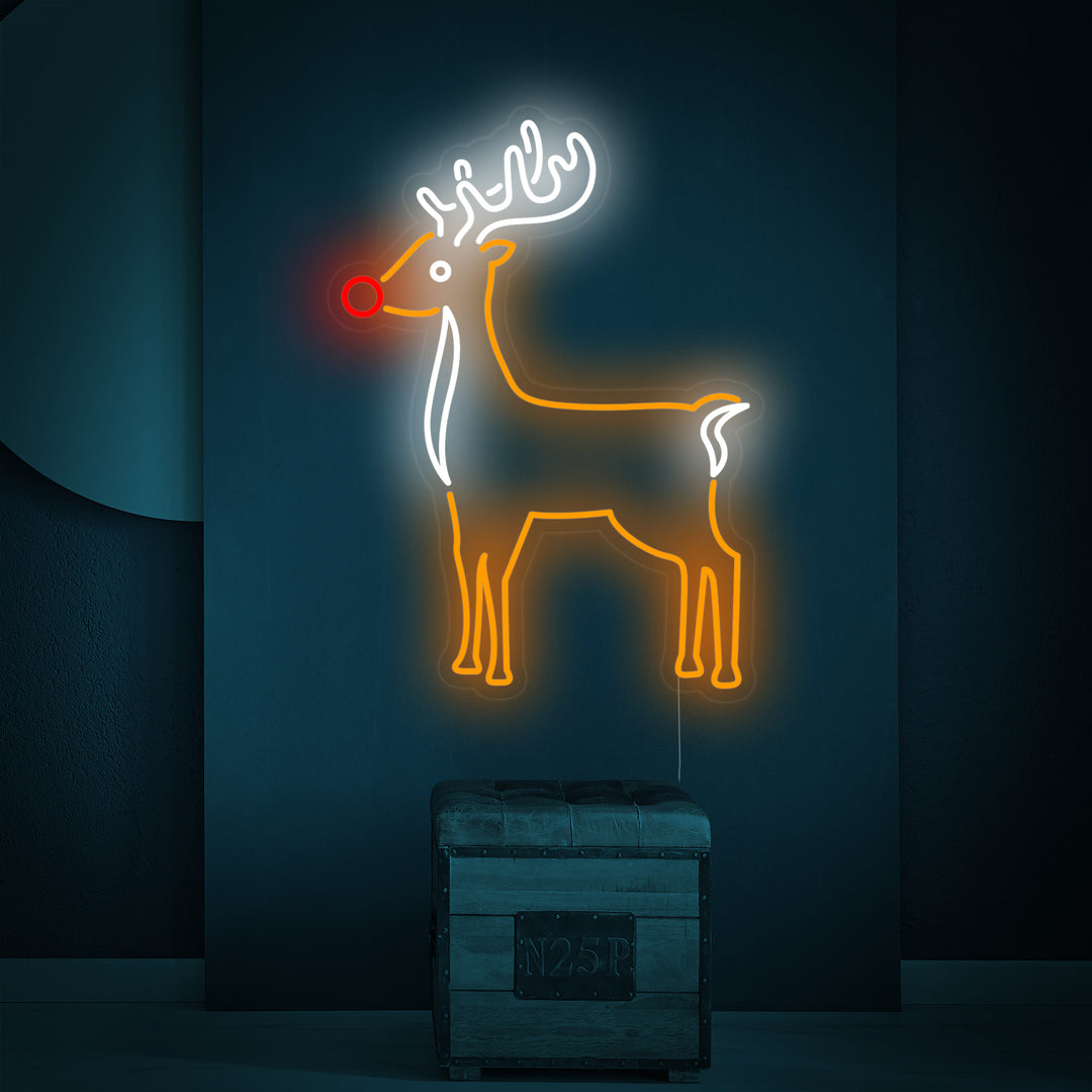 "Söt Ren Juldekoration" Neonskylt