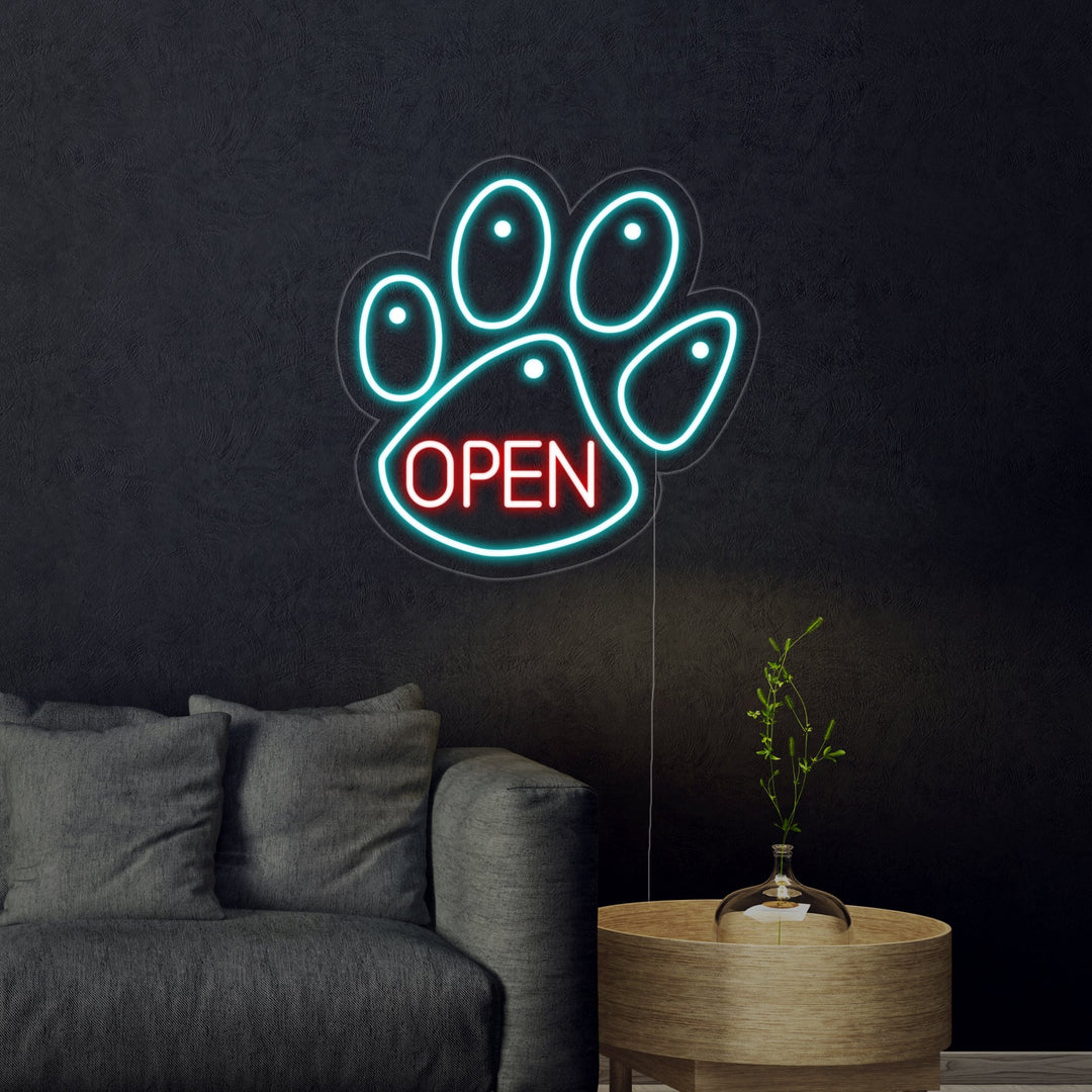 "Hundklo, Husdjur, Hundveterinärvård, Öppen Logotyp" Neonskylt