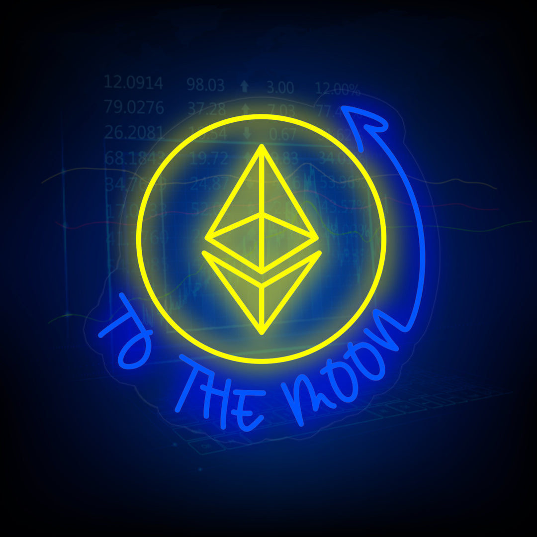 "Ethereum, to the Moon" Neonskylt