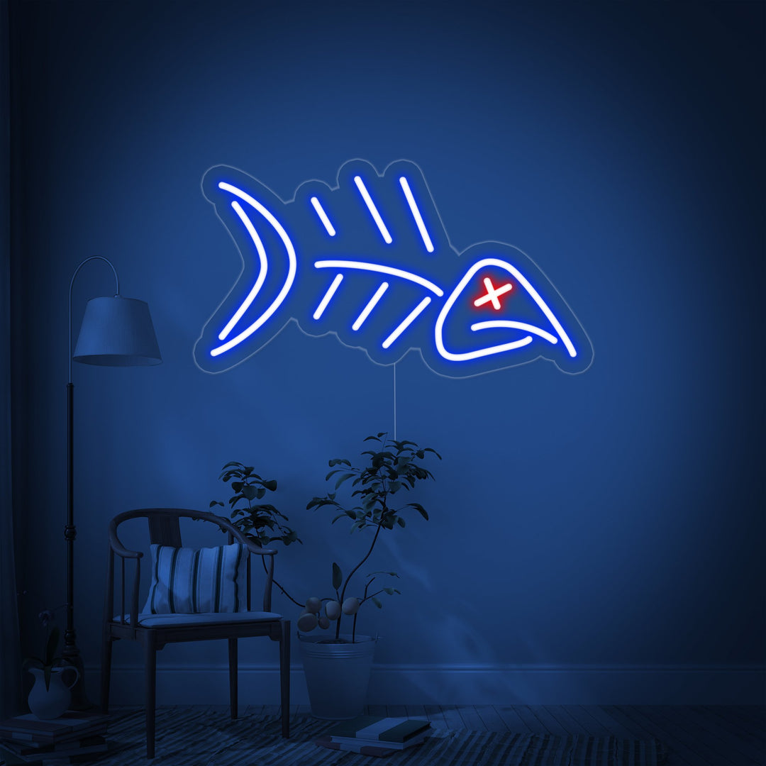 "Fisk, Fiskben" Neonskylt