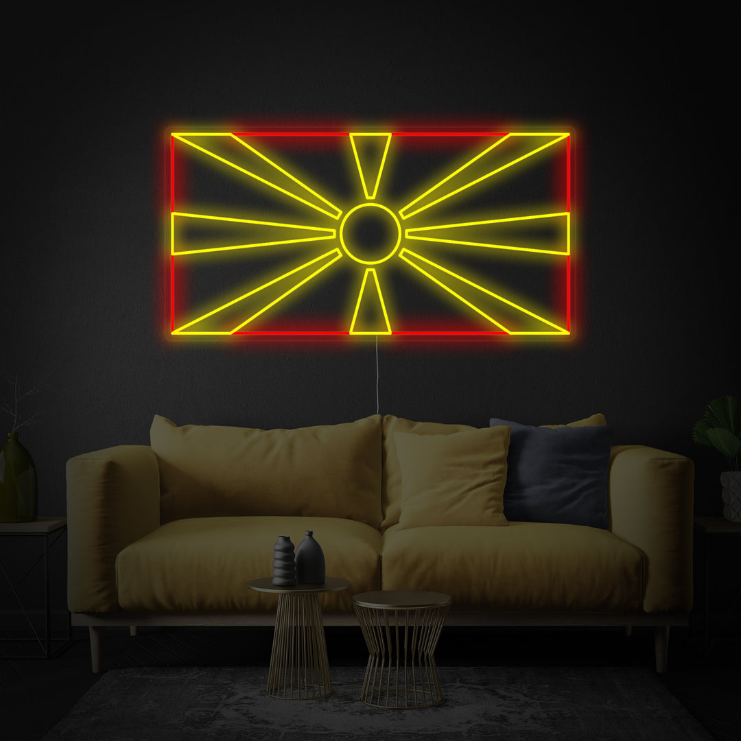 "Nordmakedoniens Flagga" Neonskylt