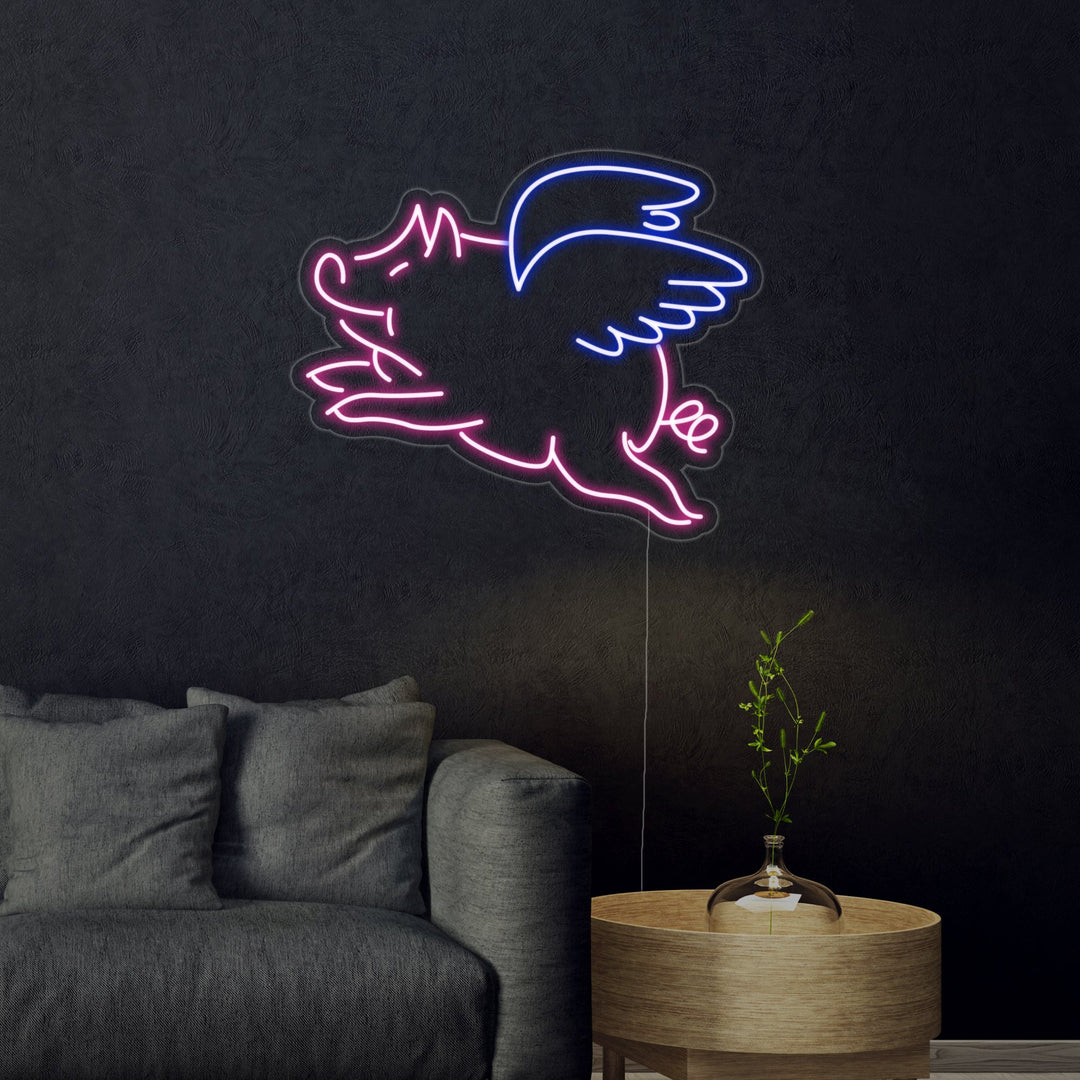 "Flygande Gris" Neonskylt