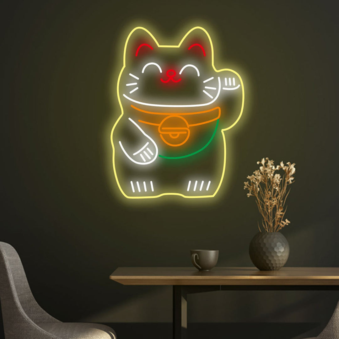 "Lyckokatt" Neonskylt