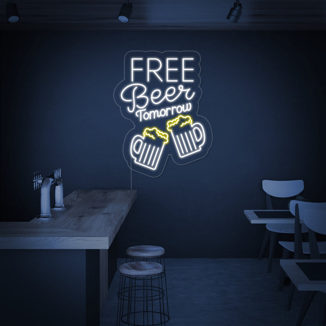 "Free Beer Tomorrow Bar" Neonskylt