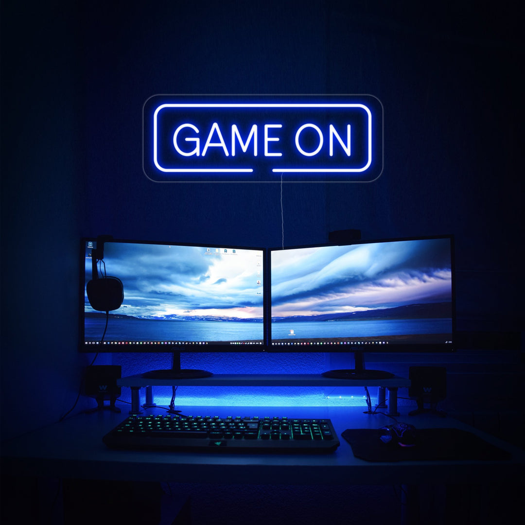 "Game On, Väggkonst För Spel" Neonskylt