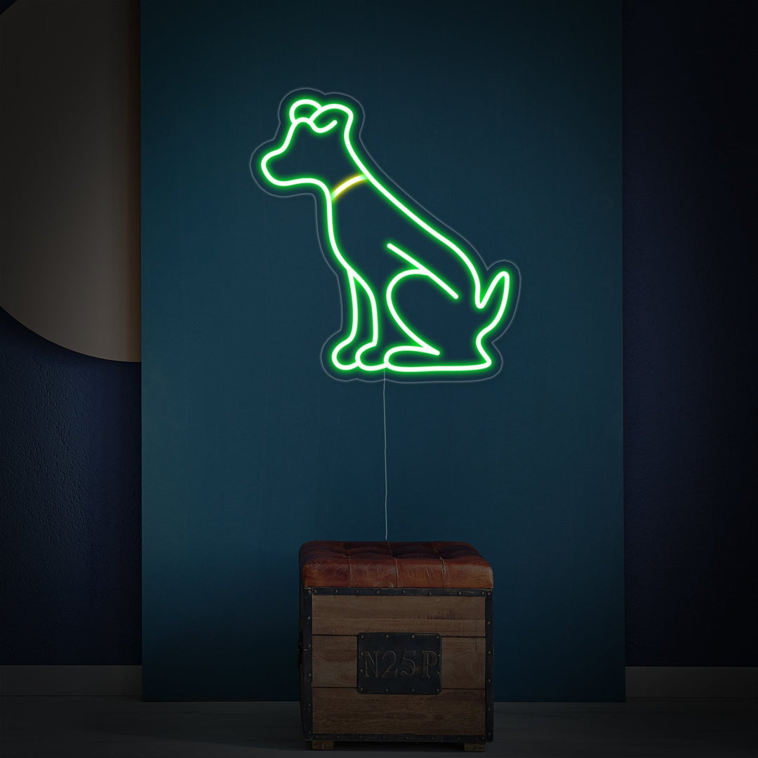 "Grön Hund, Djur" Neonskylt