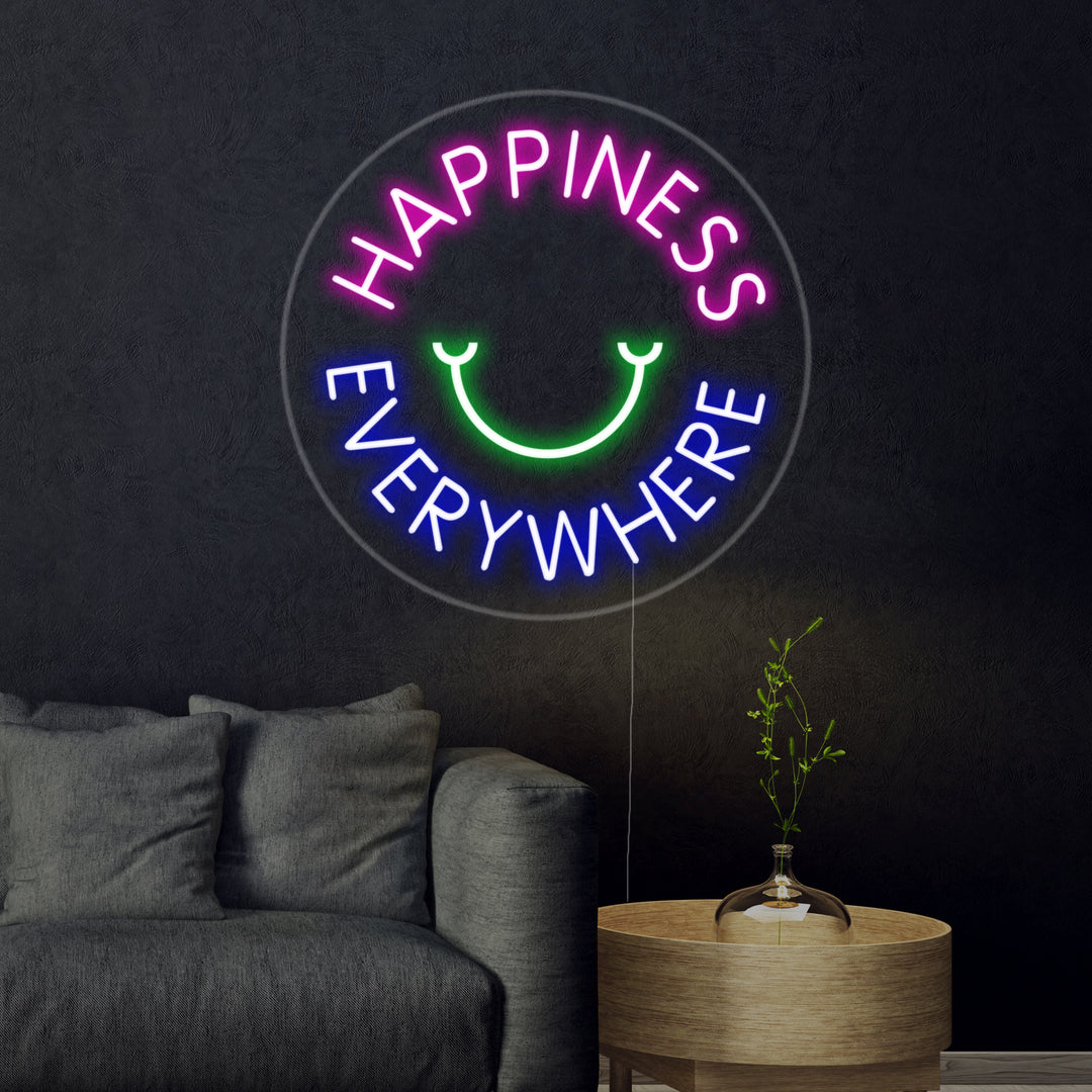 "Happyness Everywhere" Neonskylt