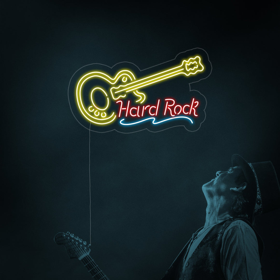 "Hard Rock, Musik, Gitarr" Neonskylt
