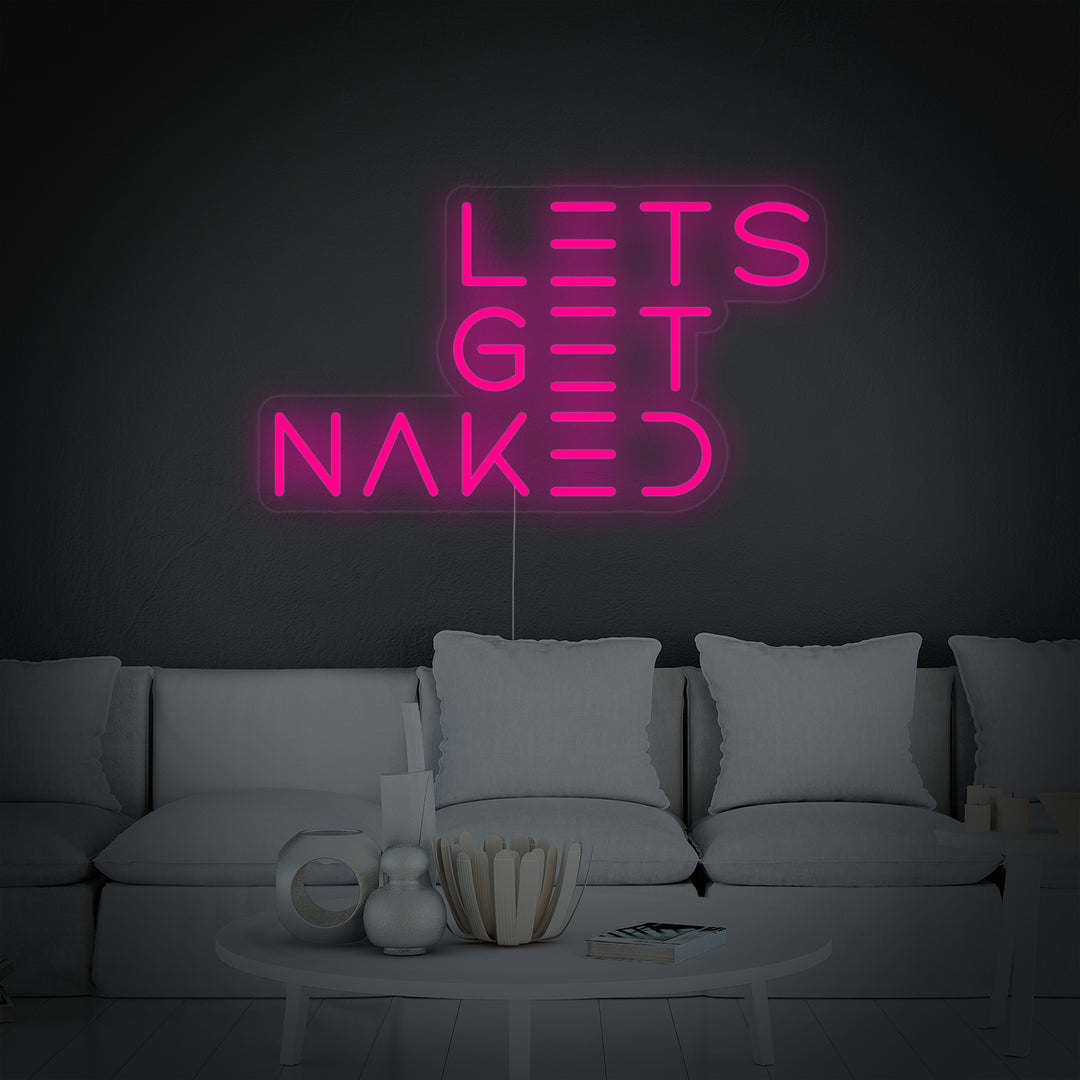 "Lets Get Naked Bathroom" Neonskylt
