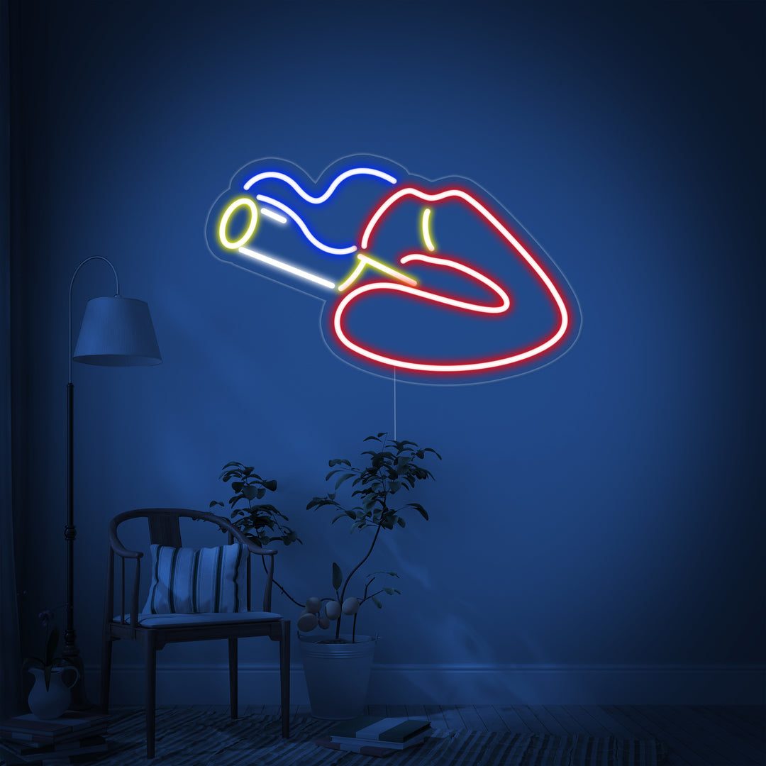 "Läppar Rökning" Neonskylt