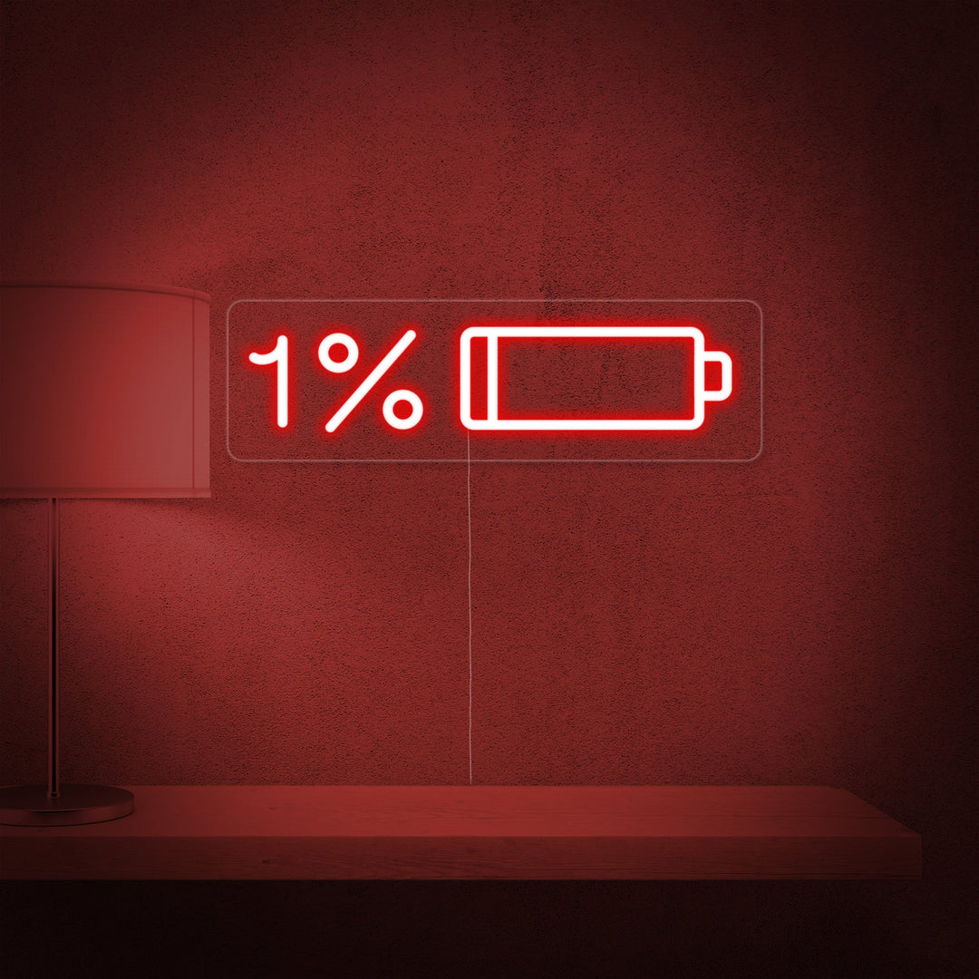 "Lågt Batteri" Neonskylt