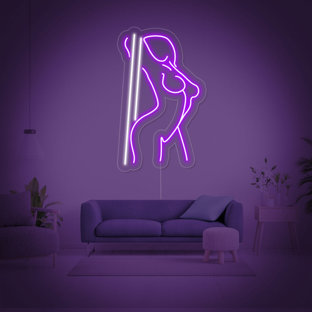 "Poledance-Tjej" Neonskylt