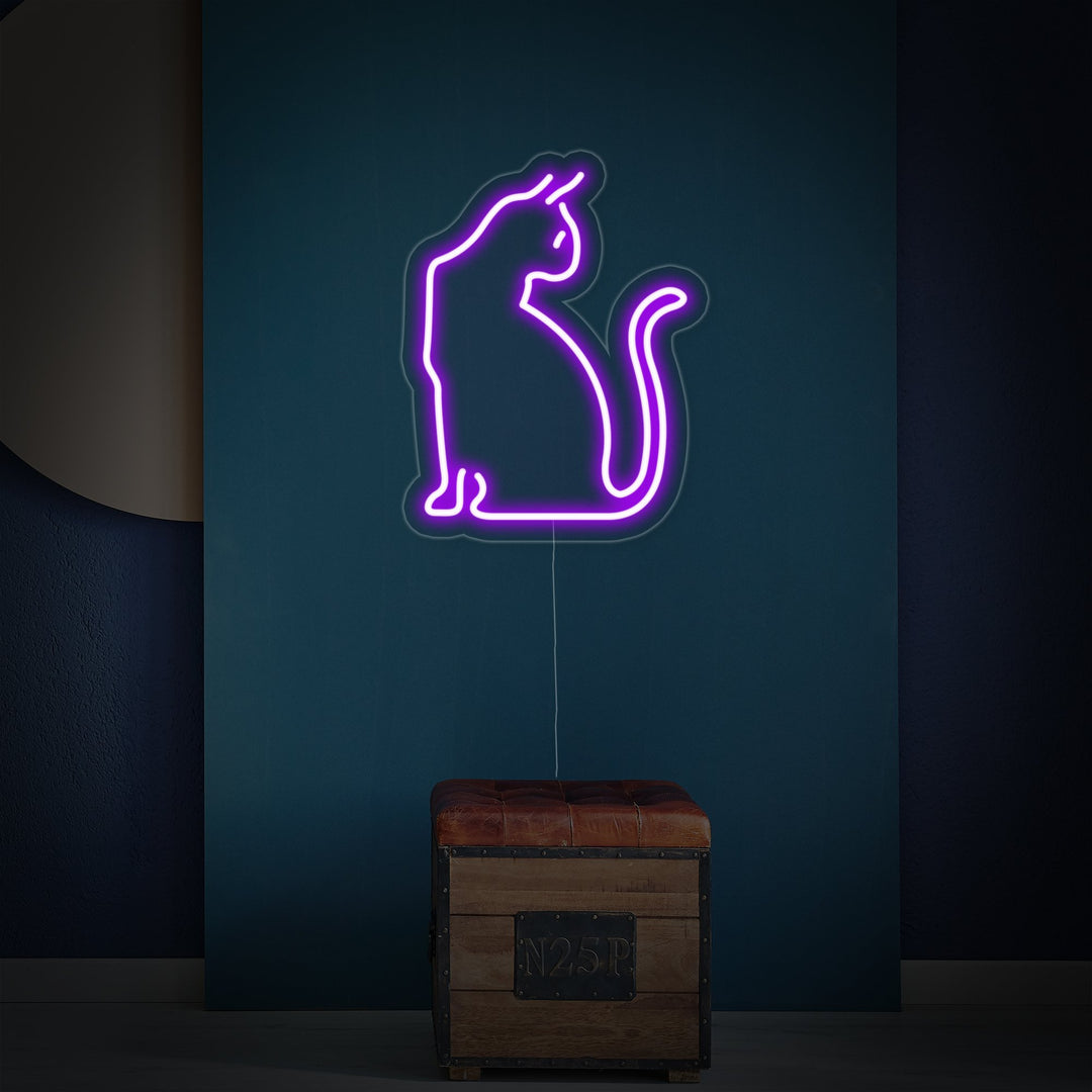 "Pusskatt, Kattedyr, Huskatter" Neonskylt