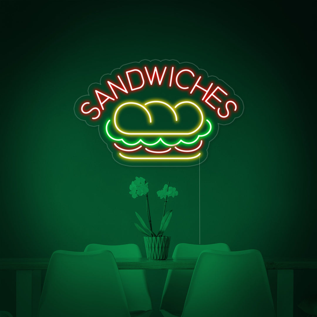 "SANDWICHES, Mat" Neonskylt