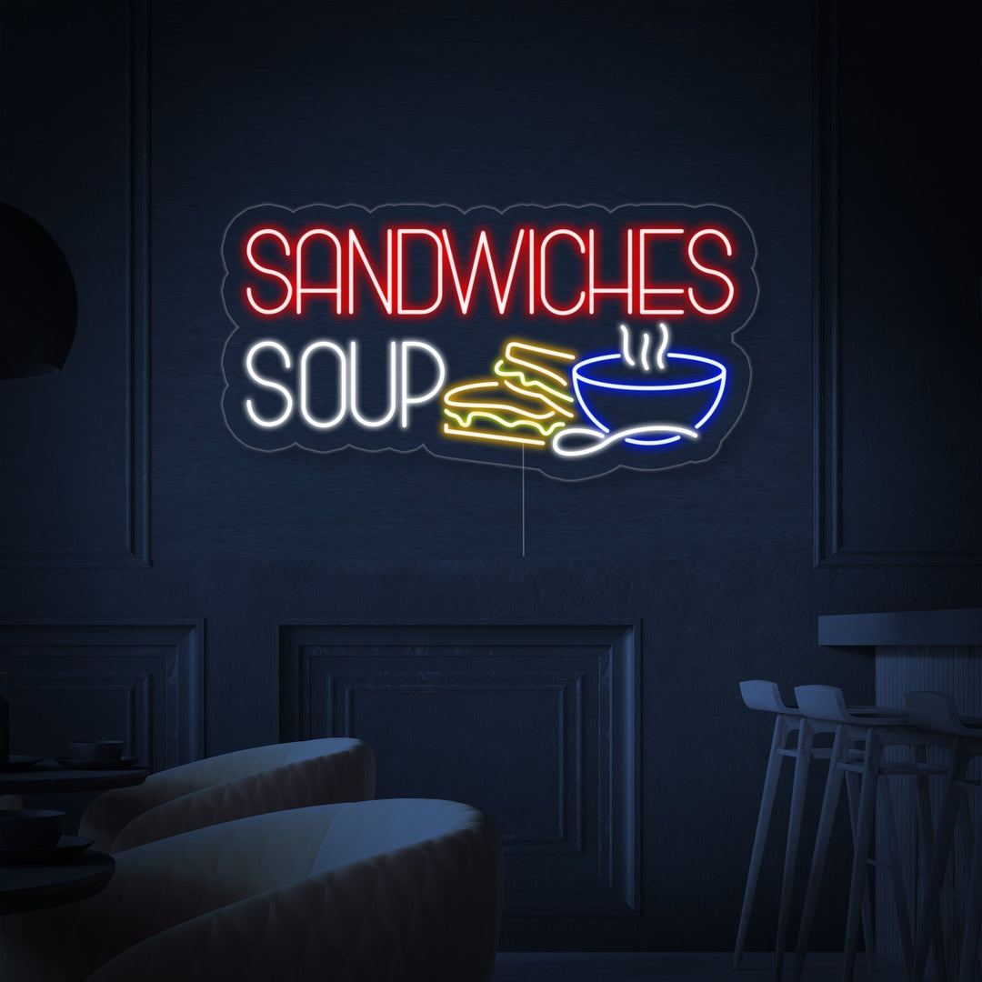 "SANDWICHES SOUP" Neonskylt