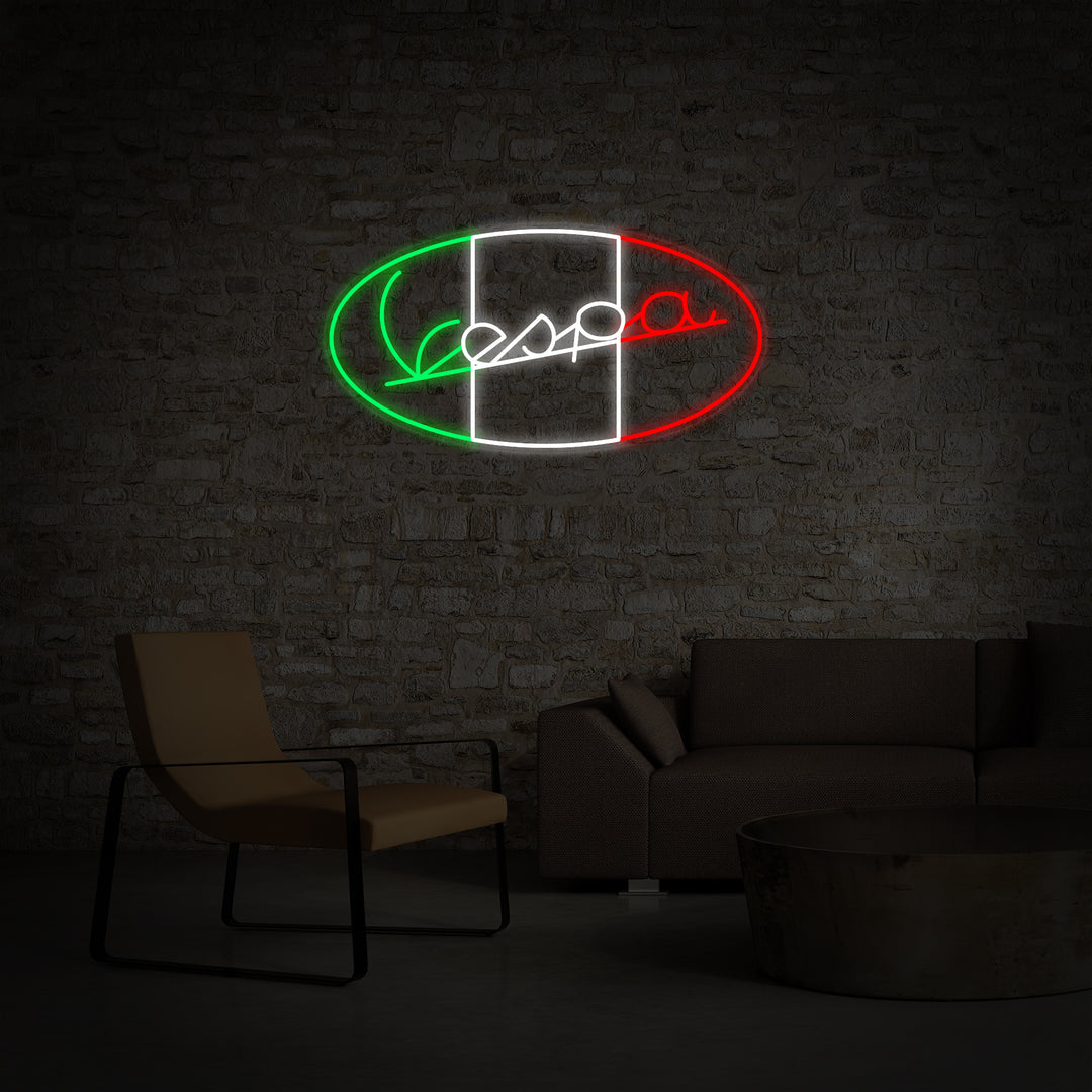 "Vespa Italienska Motorcycle Logo" Neonskylt