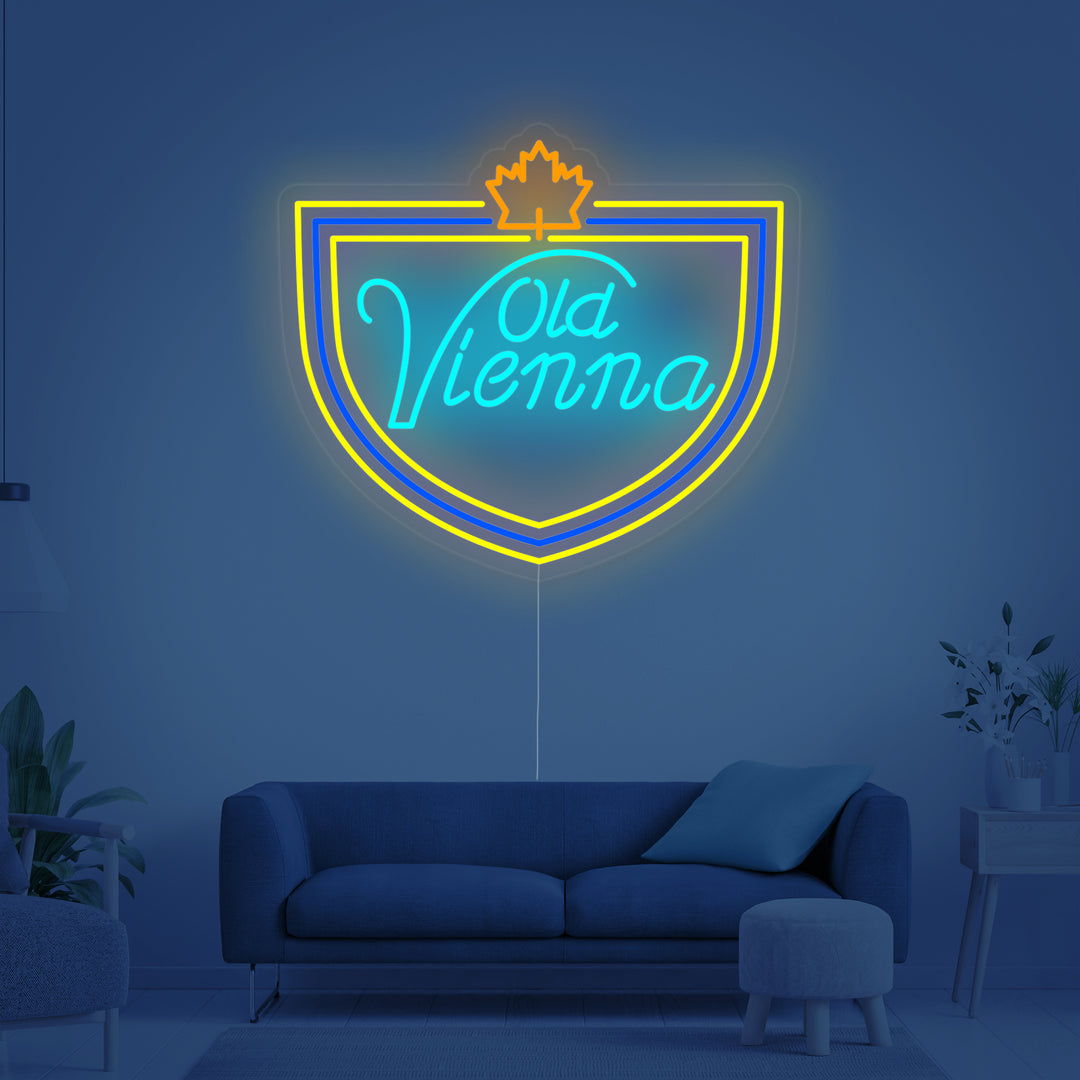 "lageröl, stor kanadensisk öl, Old Vienna" Neonskylt