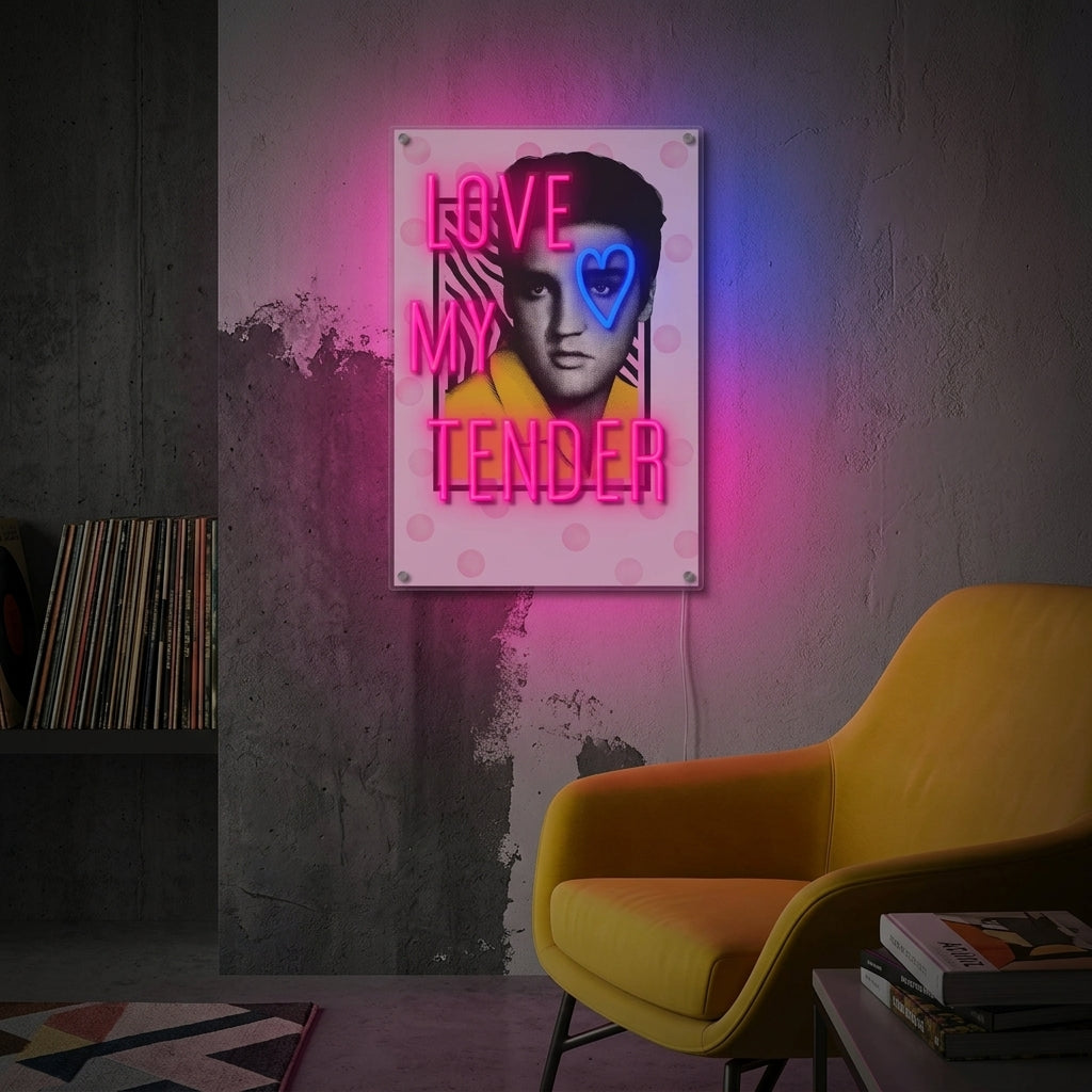 "Love Me Tender" Neonskylt