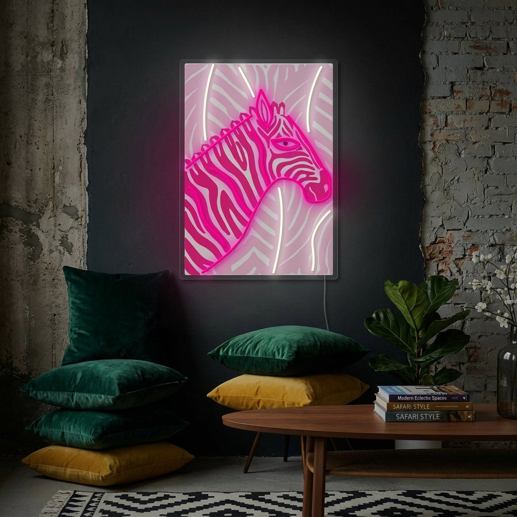 "Knäckrosa zebra" Neonskylt