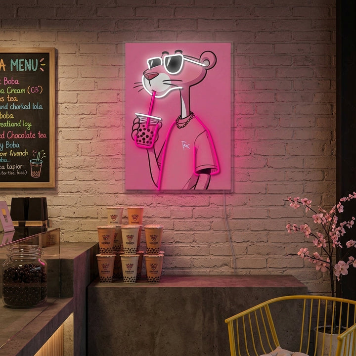 "Coola Panther Boba-vibbar" Neonskylt