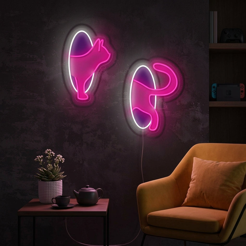 "Katt i portalen" Neonskylt