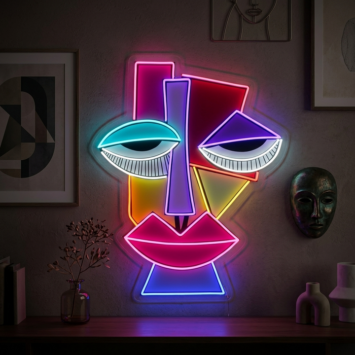 "Abstrakt ansikte Picasso" Neonskylt