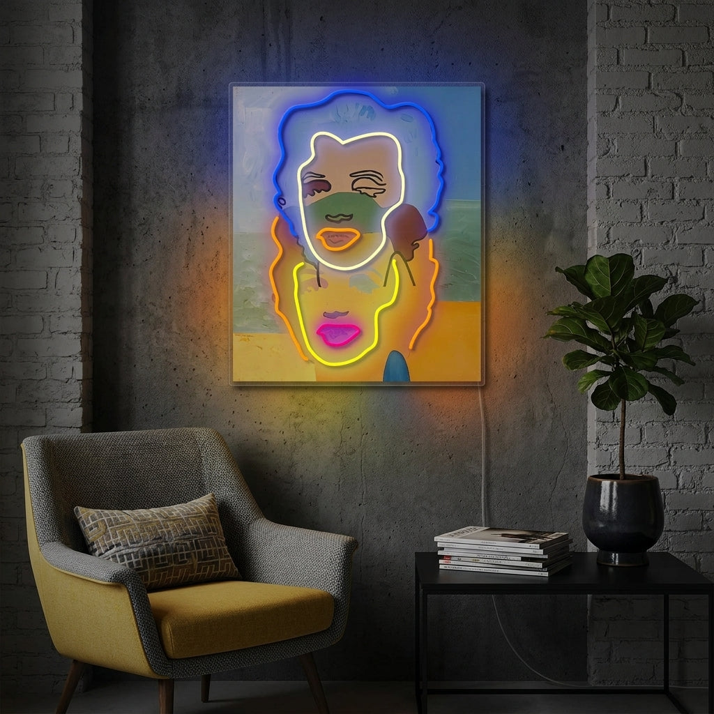 "Dubbelporträtt" Neonskylt