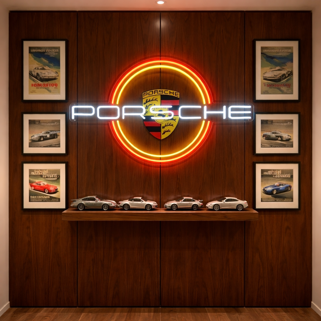 "Porsche-logotyp med cirkel" Neonskylt