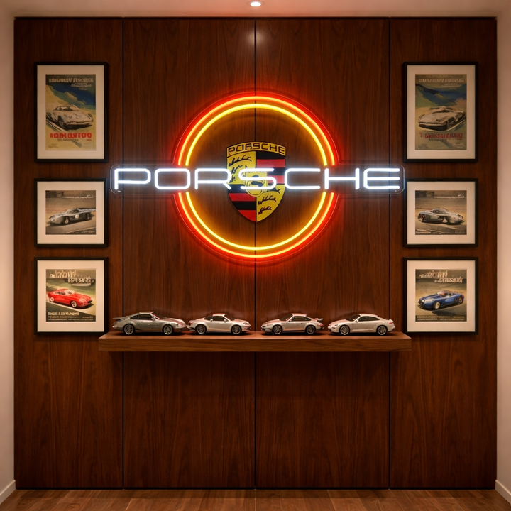 "Porsche-logotyp med cirkel" Neonskylt
