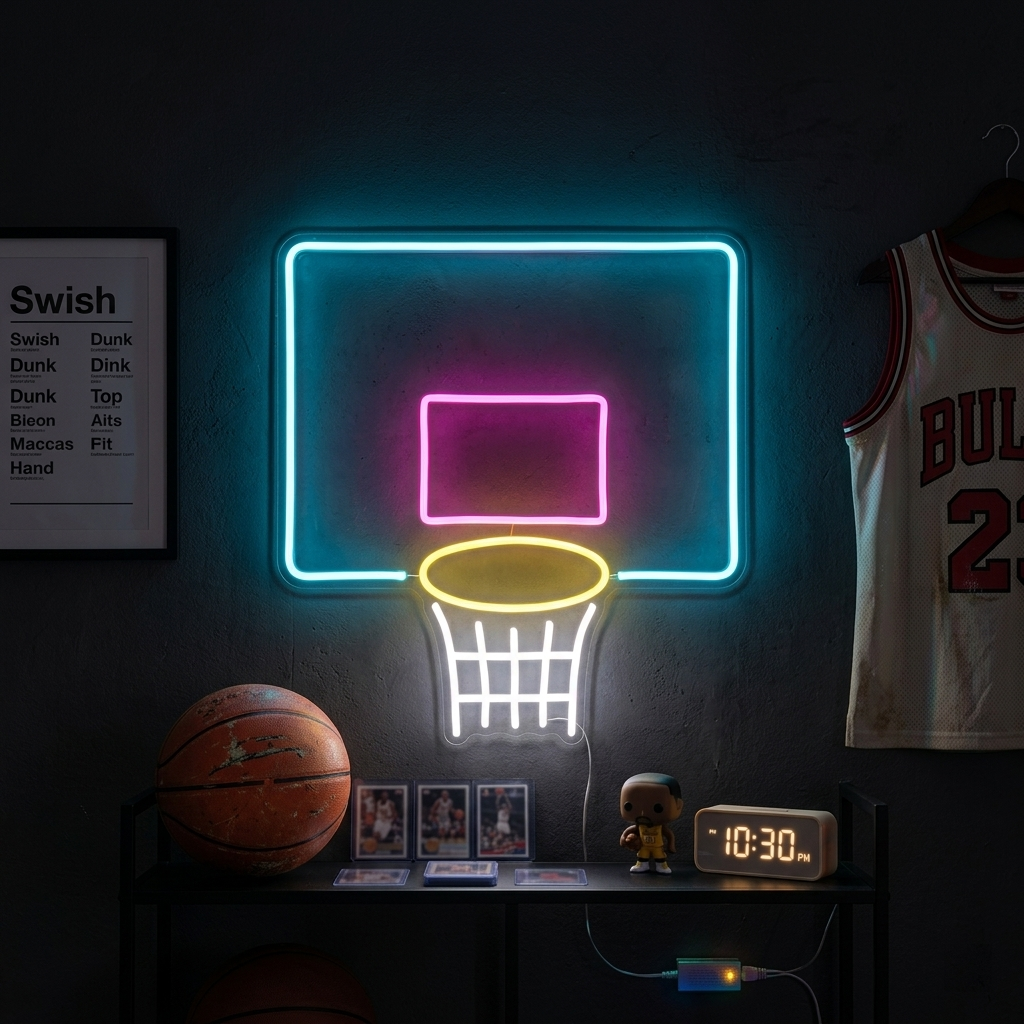 "Nät För Basketplan" Neonskylt